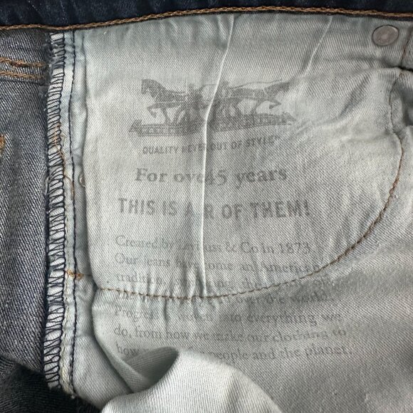 Levis 505 Regular Fit Straight Leg Jeans W38 L30 Dark Wash Denim Mens - Picture 4 of 7